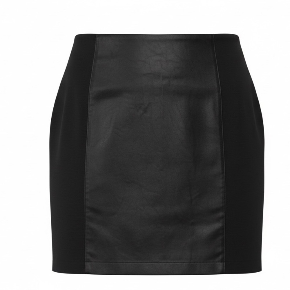 Banana Republic Factory Black Pencil Skirt Faux Leather Panel Size 6 Edgy Goth